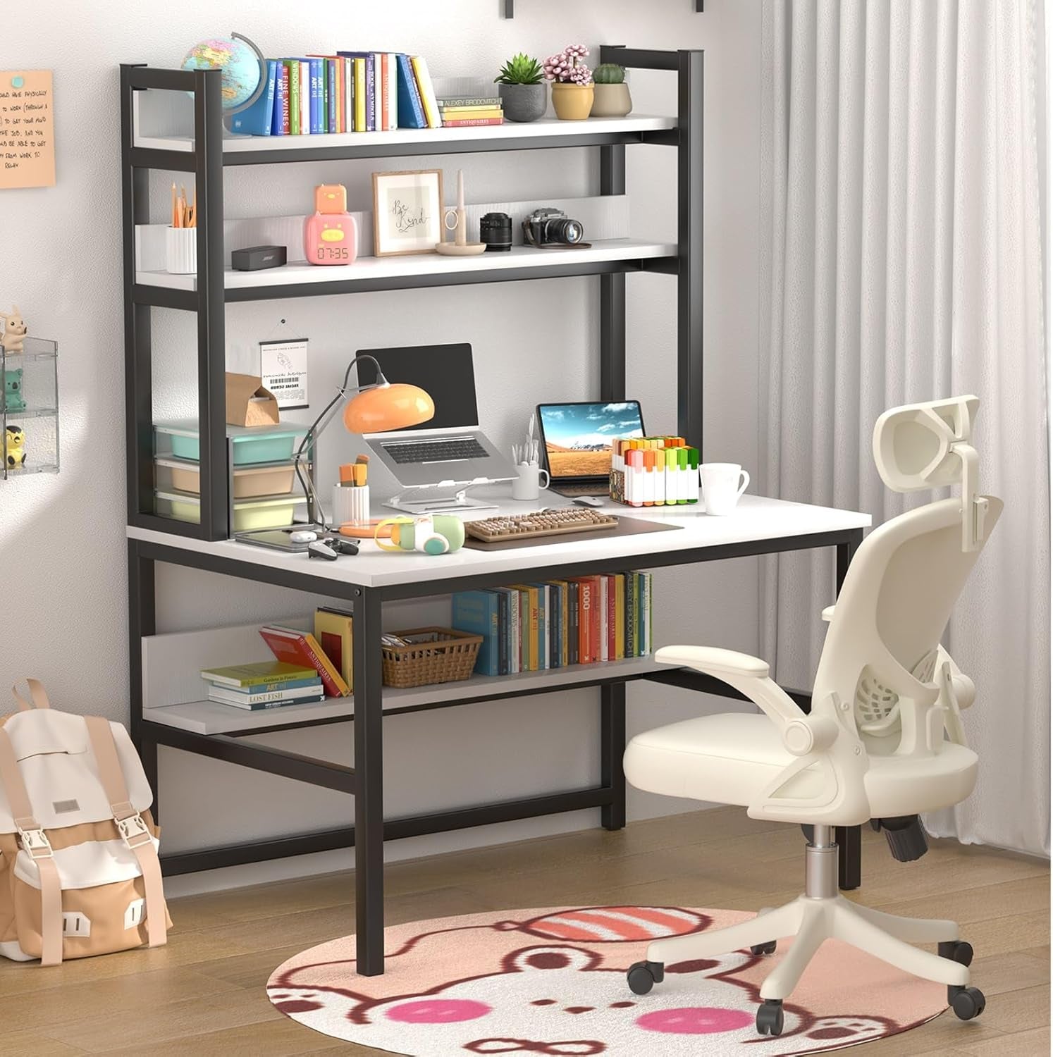 47" Gaming Desk with Hutch and Bookshelf